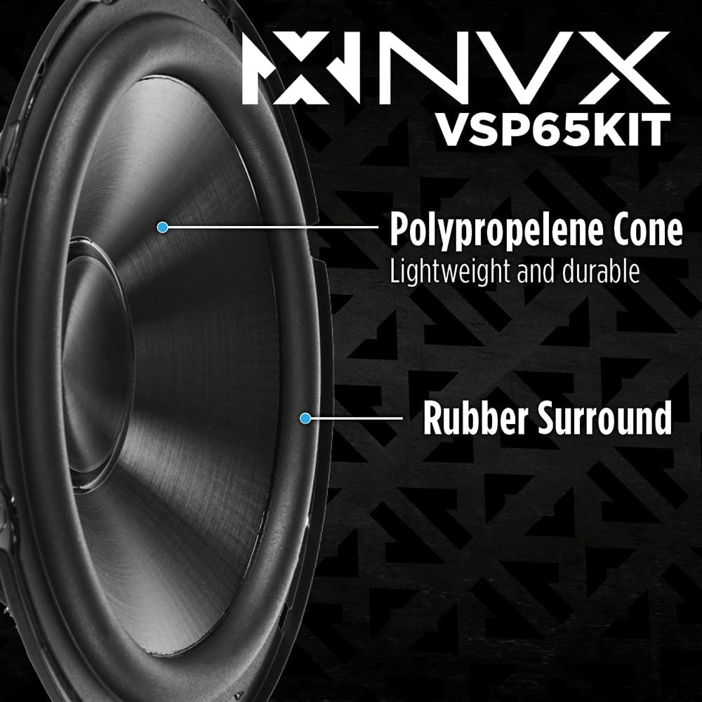 NVX VSP65KIT 750W Peak (250W RMS) 6.5" V-Series 2-Way Component Speaker System with 25mm Silk Dome Tweeters
