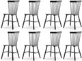 LUE BONA Windsor Dining Chair, Dining Chairs Set of 8, Spindle Back Wood Dining Chair, Kitchen Chairs Wooden, Farmhouse Dining Chairs for Kitchen and Dining Room, Black