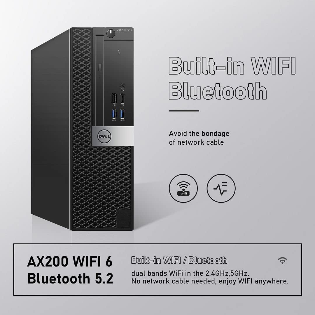 Dell OptiPlex 7040 SFF Desktop Computer PC Intel Quad Core i7-6700 3.20GHz AX200 Built-in WiFi 6 Bluetooth 16GB DDR4 256GB NVMe M.2 SSD 2TB HDD HDMI Wireless Keyboard & Mouse Windows 11 Pro (Renewed)