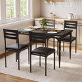 GarveeHome 5 Piece Dining Table Set, Industrial Style Dining Table and Chairs Set for 4, Kitchen Table Set for Dining Room Kitchen Apartment, Black
