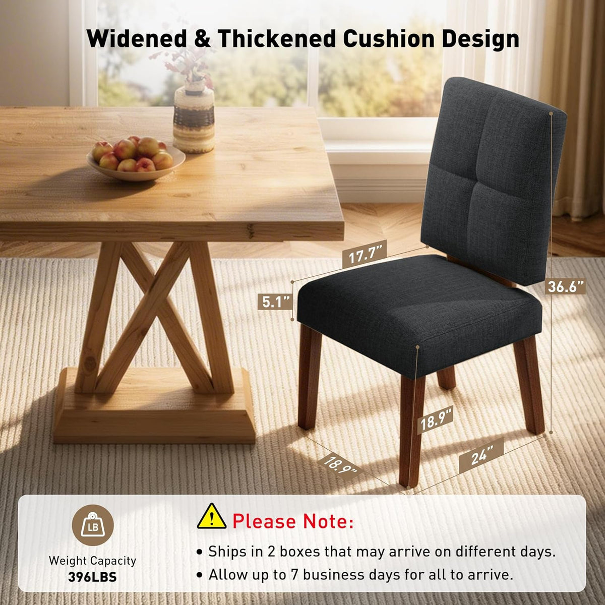 HOMRELEXA Wooden Dining Chairs Set of 6, Dining Room Chairs with Wood Legs, Cloud-Like Cushion & Reinforcement Structure Design for Kitchen/Living Room/Restaurant, Easy Assembly