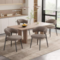 Dining Chairs Set of 4, Mid Century Modern Kitchen Chairs, Boucle Upholstered Dining Chair with Curved Backrest & Metal Legs for Kitchen Dining Room, Brown