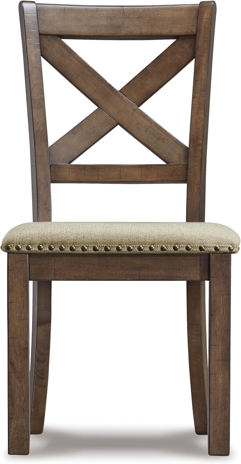 Signature Design by Ashley Moriville Modern Farmhouse 19" Upholstered Dining Room Chair, 2 Count, Brown