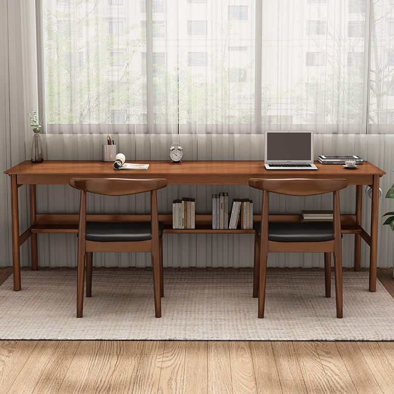 Ytaoka Solid Wood Dining Chairs Set of 2, Mid Century Dining Chairs, Upholstered PU Leather Chairs with Wide Curved Backrest, Chairs for Dining Room, Kitchen, Walnut Finish
