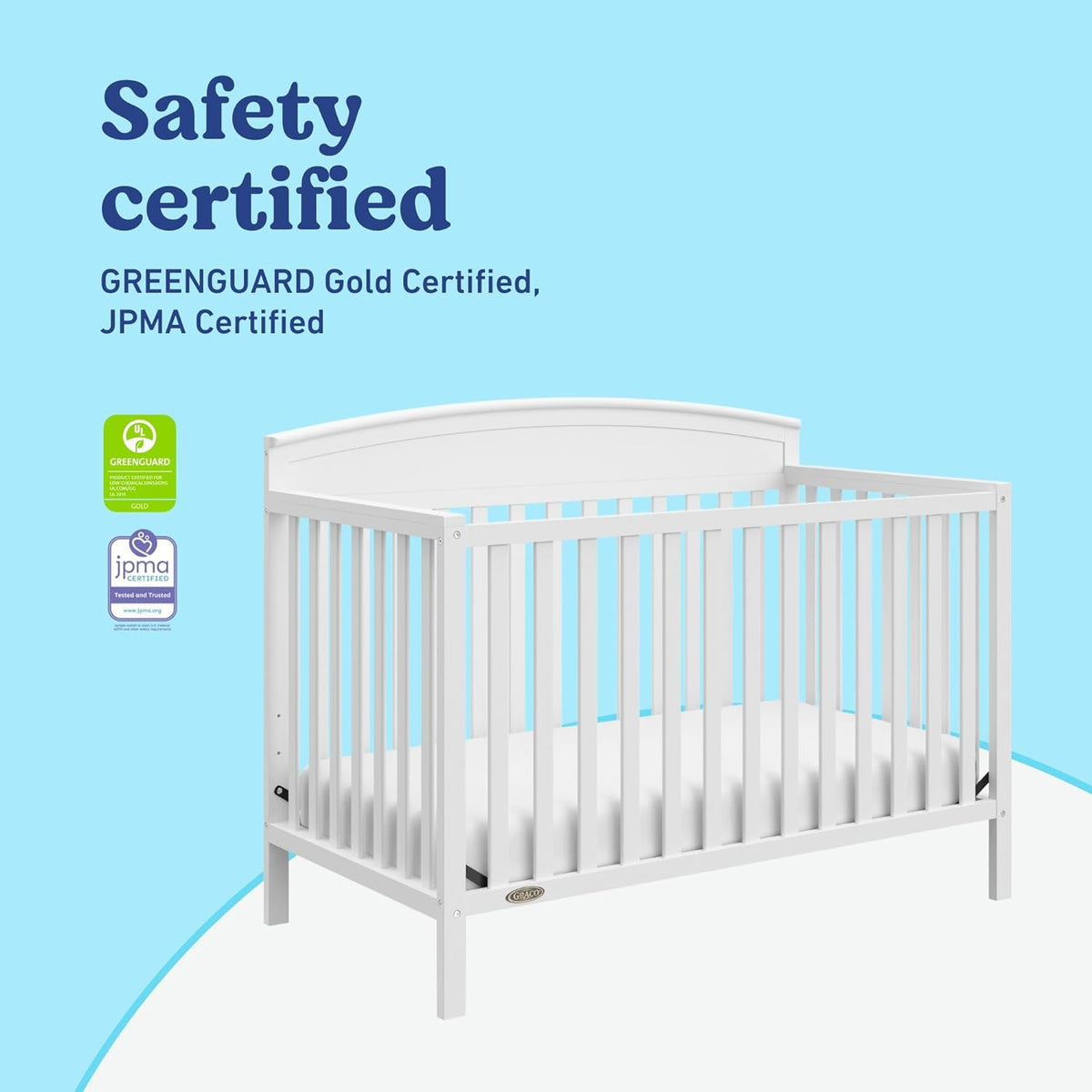 Graco Benton 5-in-1 Convertible Crib – GREENGUARD Gold Certified, Converts from Baby Crib to Toddler Bed, Daybed and Full-Size Bed, Fits Standard Full-Size Crib Mattress (White)