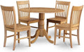 East West Furniture DLNO5-OAK-W 5 Piece Modern Dining Table Set Includes a Round Wooden Table with Dropleaf and 4 Dining Chairs, 42x42 Inch, Oak