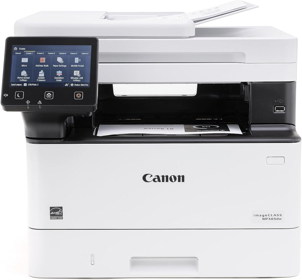 Canon imageCLASS MF465dw - Monochrome Duplex Wireless Laser Printer, All-in-One with Scanner, Copier, Fax, Home or Office, Auto Document Feeder, Mobile Ready, 3 Year Limited Warranty, 42 PPM, White