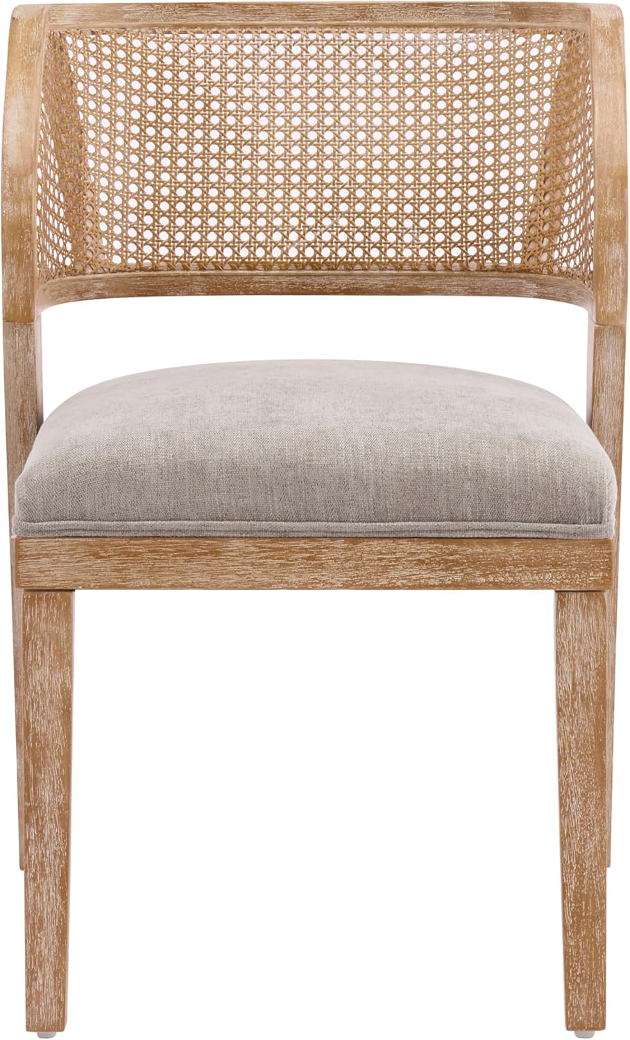 Christopher Knight Home Ashe Upholstered Dining Chairs Set of 2, Modern Dining Chair with Curved Woven Rattan Back, Rubberwood Frame Kitchen Chairs, Extra Seat for Dining Room, Light Brown + Natural