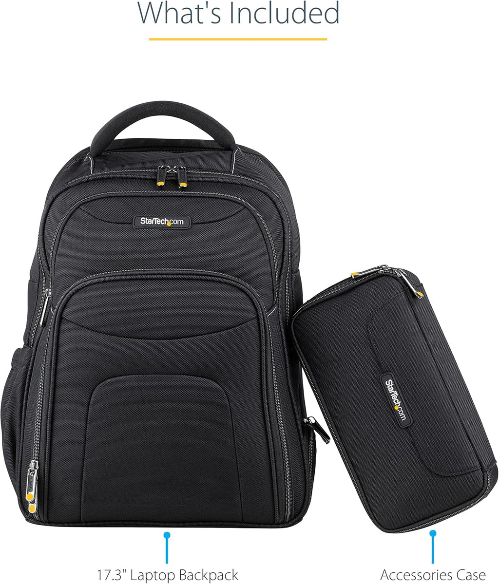 StarTech.com 17.3" Laptop Backpack with Removable Accessory Case - Professional IT Tech Backpack for Work/Travel/Commute - Durable Ergonomic Computer Bag - Nylon - Notebook/Tablet Pockets (NTBKBAG173)