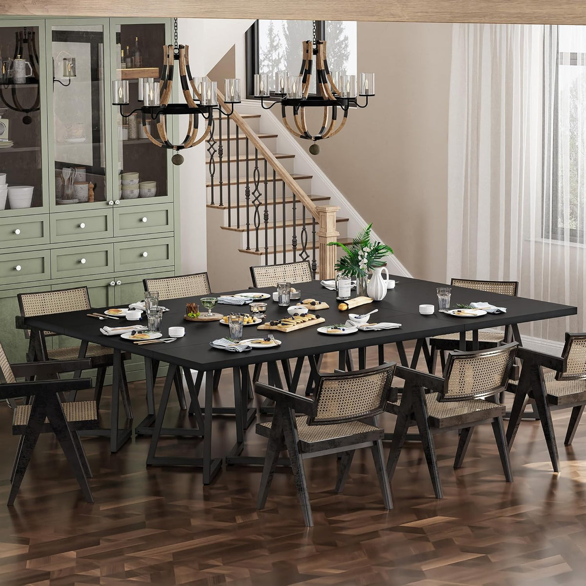 Apicizon Square Kitchen Table for 2, Small Dining Table with Metal Base, 31.5" Modern Dinner Table for Dining Room Apartment Restaurant, Black