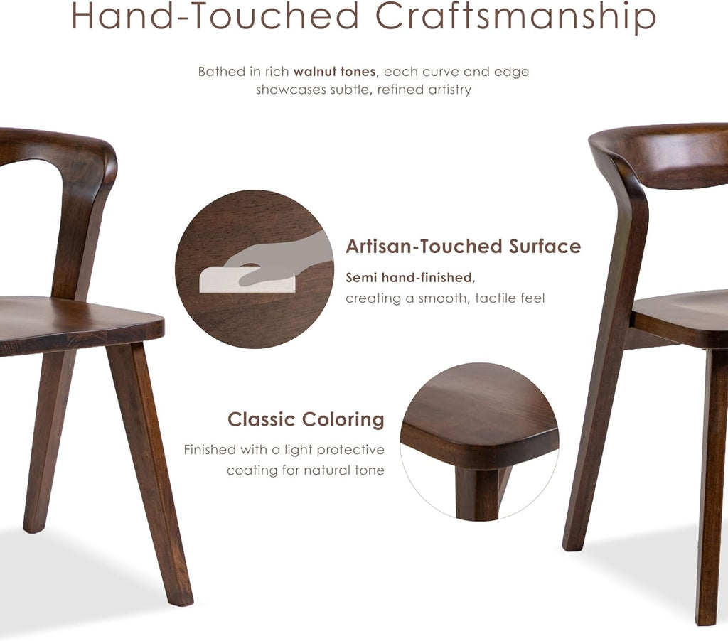 Furniture of America Nazaen III Mid-Century Modern Wood 21.5-inch Side Chairs with Rounded Backrest and Semi-Handmade for Home Kitchen, Dining Room, Rich Walnut (Set of 2)