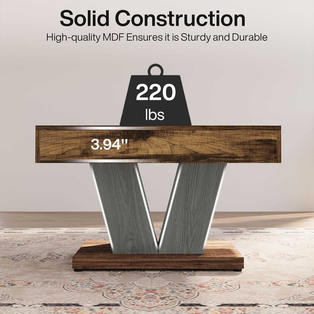 Tribesigns Square Coffee Table, Wood Center Table for Living Room, 31.5" Modern Cocktail Tea Accent Table, Rustic Brown & Black