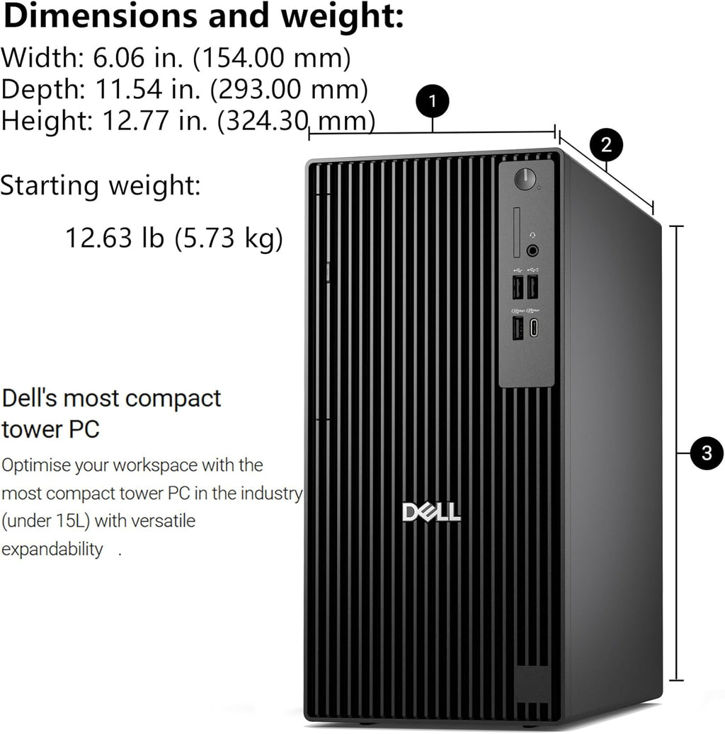 Dell Pro Tower Plus Tower Desktop Computer, Intel Core Ultra 5 235, 16GB RAM, 512GB SSD, Ethernet USB-C DisplayPort, Supports Up to 4 Monitors, Windows 11 Pro, Business Everyday Use