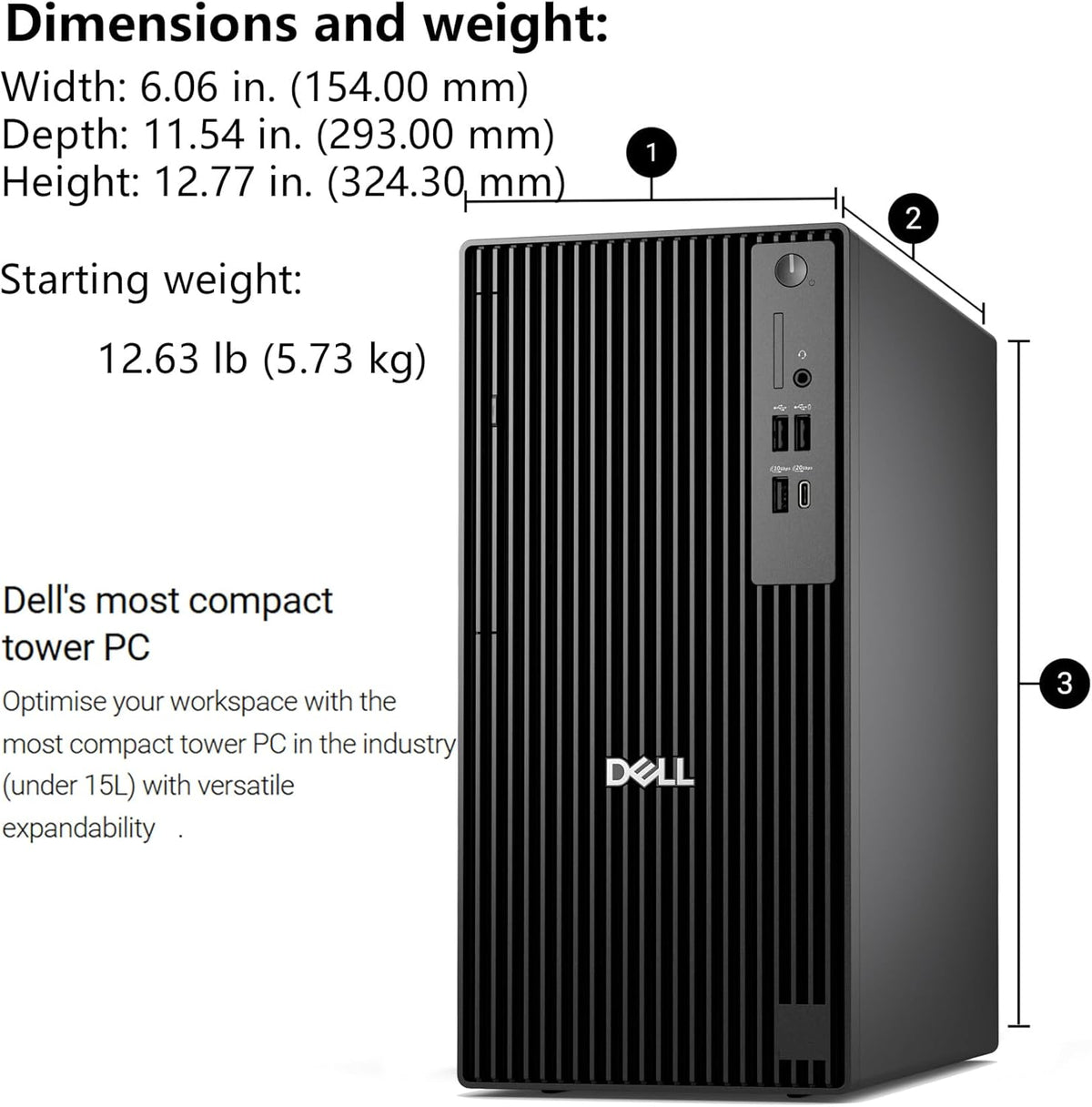 Dell Pro Tower Plus Tower Desktop Computer, Intel Core Ultra 5 235, 16GB RAM, 512GB SSD, Ethernet USB-C DisplayPort, Supports Up to 4 Monitors, Windows 11 Pro, Business Everyday Use