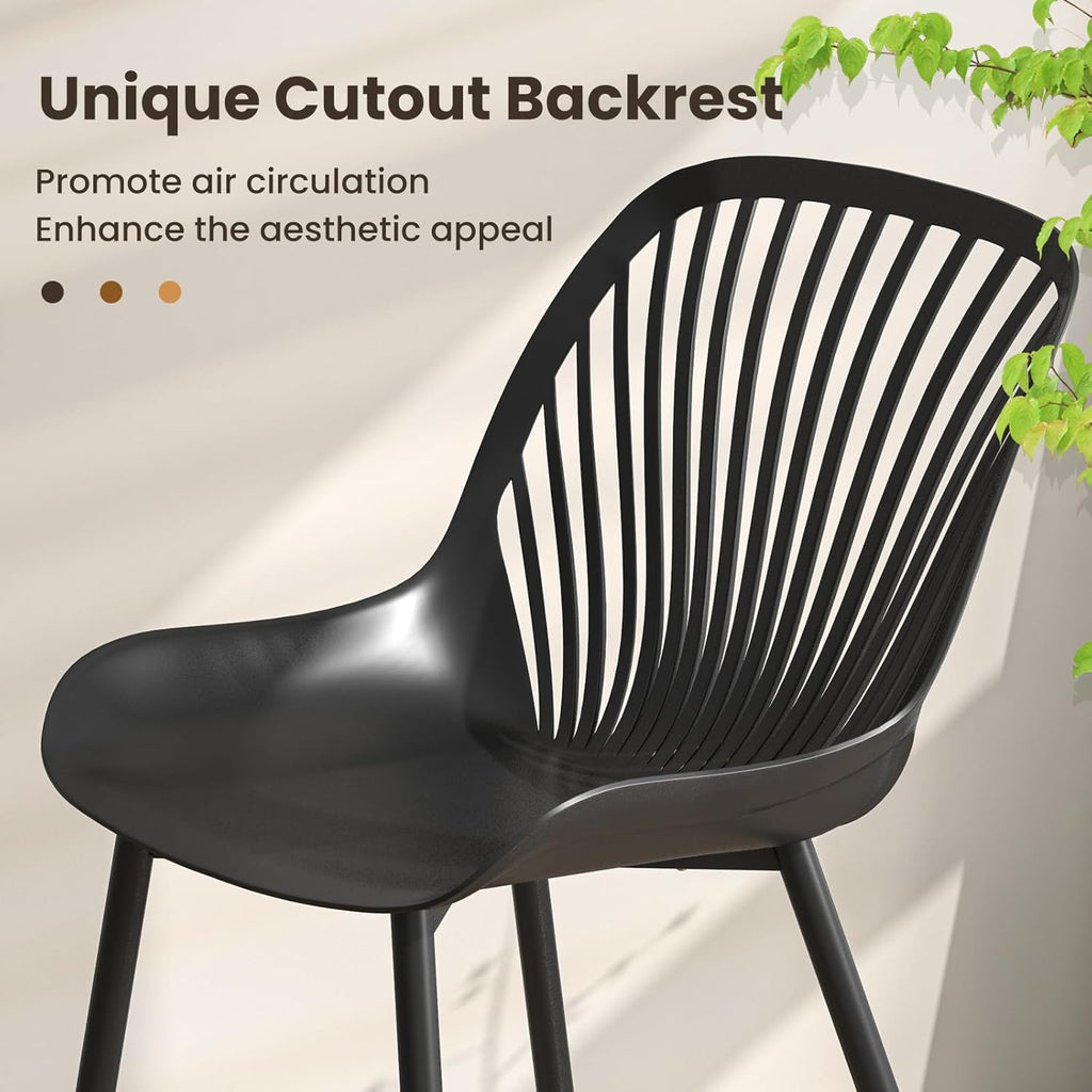 Giantex Black Dining Chairs Set of 4, Modern Kitchen Chairs w/Metal Legs, Cutout Backrest, Curved Seat, Armless Accent Chairs, Indoor Side Chairs for Living Dining Room Home, Load 330 LBS