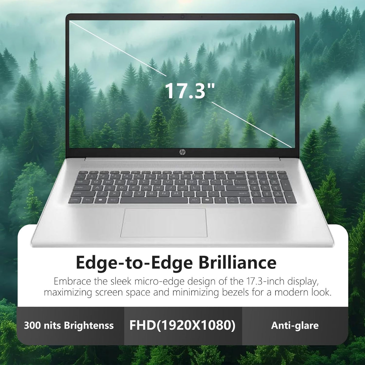 HP 17 Laptop, 17.3" FHD Display, 8GB DDR5 RAM, 512GB SSD, AMD Ryzen 5 Processor(Beats i7-1165G7, Up to 4.3GHz), Lifetime MS Office + Windows 11 Pro, Alpacatec Accessories, Silver, Video Editing Laptop