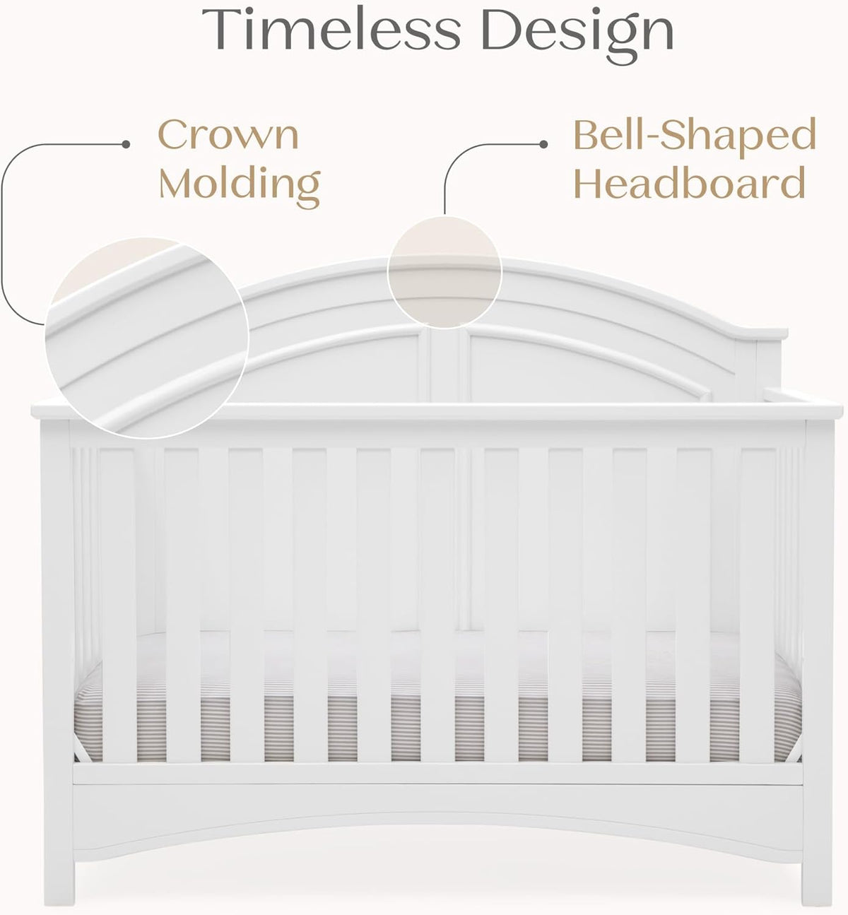 Delta Children Perry 6-in-1 Convertible Crib - Greenguard Gold Certified, Bianca White