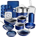 Granitestone Ceraluxe 20 Pc Ceramic Cookware Set Nonstick, Complete Pots and Pans Set Non Stick with 5 Pc Bakeware Set, Deep Frying Pan Set, & Steamer, Non Toxic PFOA Free, Oven & Dishwasher Safe