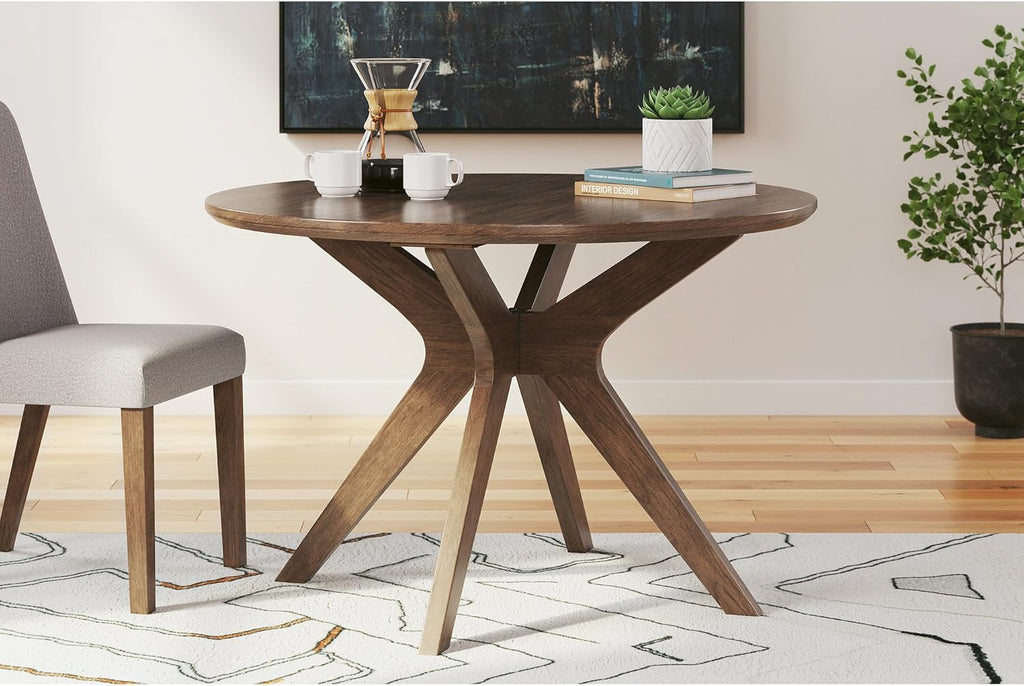 Signature Design by Ashley Lyncott Traditional Round Dining Room Table, Seats up to 4, Brown, 45" W x 29.75" H