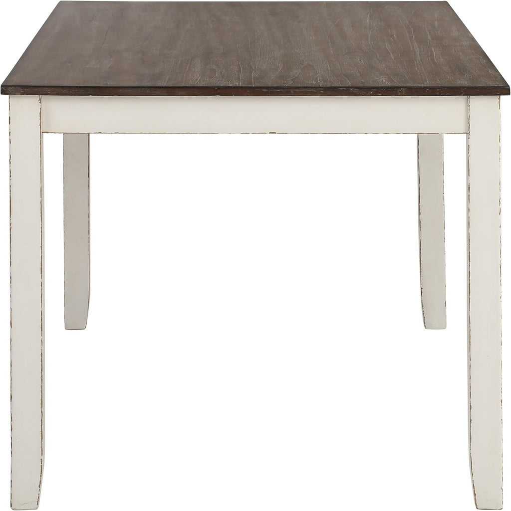 Coaster Home Furnishings - Fortress - Wood - 7-Piece Rectangular Dining Table Set – Farmhouse Style with Double-Cross Back Armless Side Chairs - Dining Room - Vintage White, Chestnut Brown - 190721