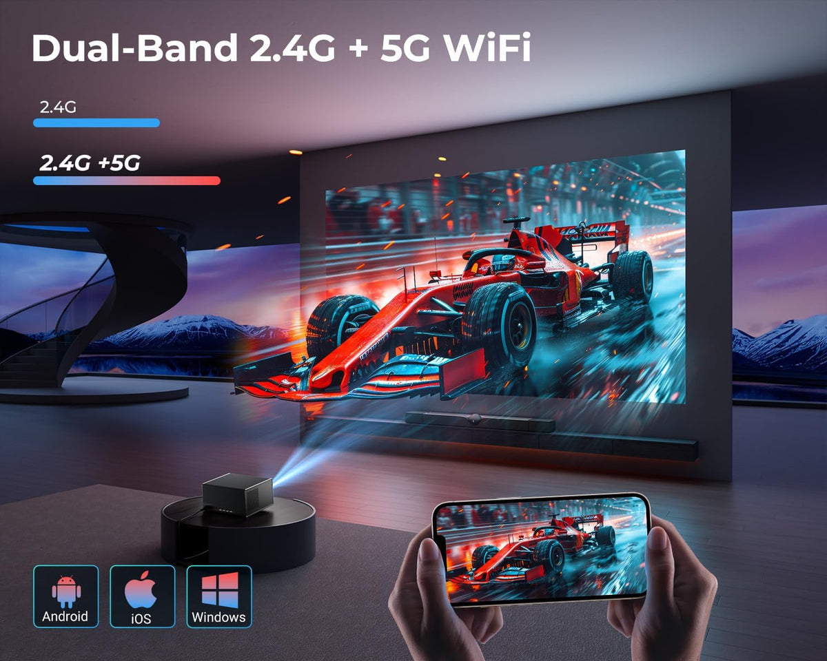ELEPHAS Smart 4K Supported Projector with WiFi & Bluetooth, 2000 ANSI Lumens, Compatible with Netflix, Prime Video, YouTube, Auto Focus & Keystone, Dust-Proof Sealed, Dolby Audio Video Projector