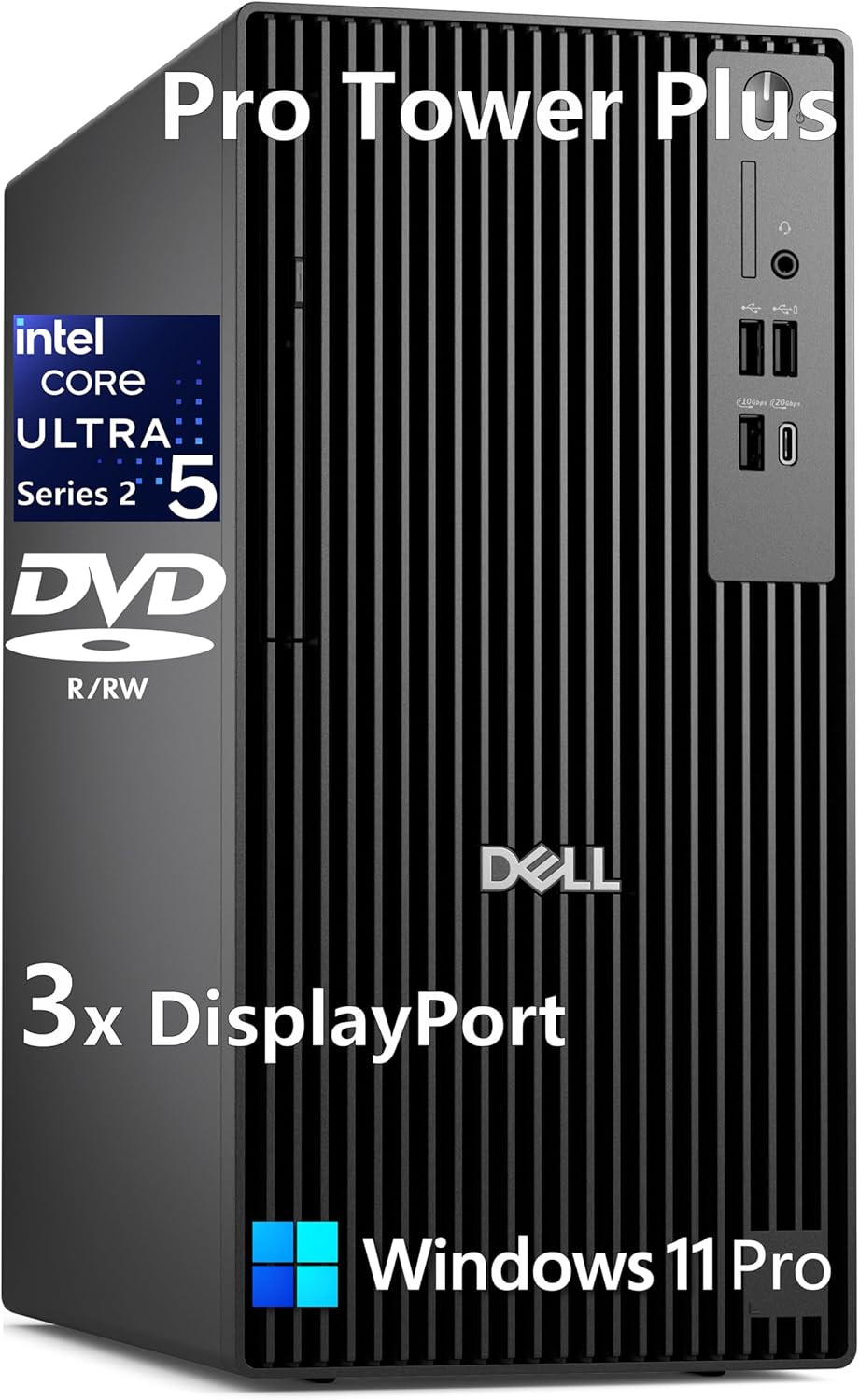 Dell Pro Tower Plus Desktop QBT1250, Intel Core Ultra 5 235, 16GB DDR5 RAM, 512GB PCIe SSD, Windows 11 Pro