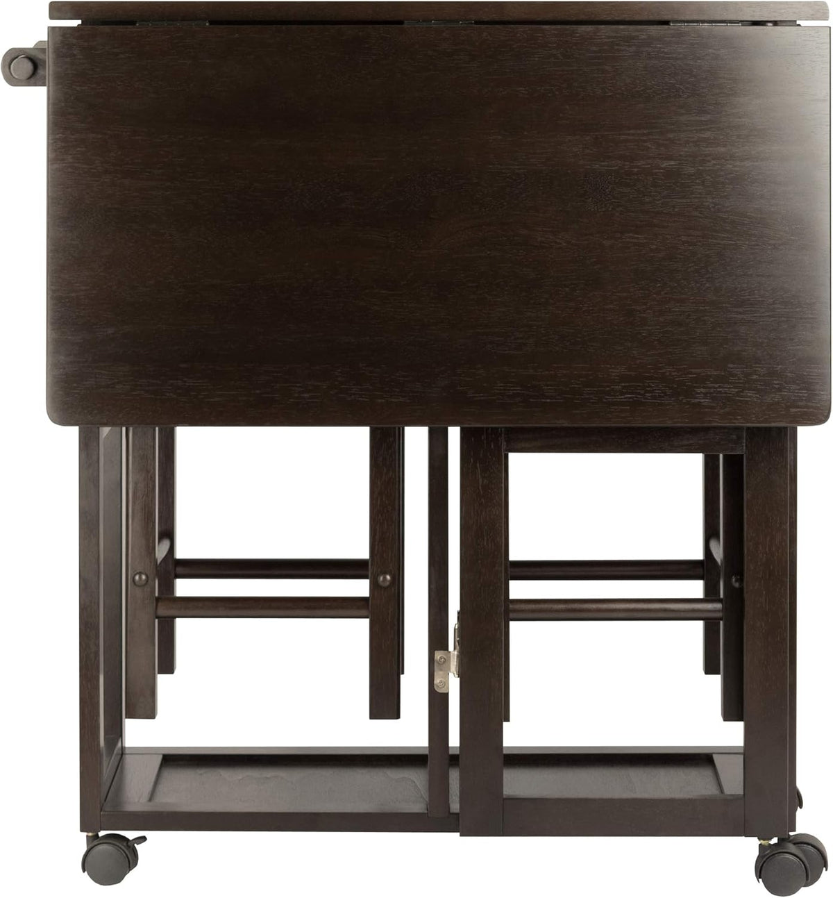 Winsome Suzanne Kitchen Table Set with Stools, 33" in Coffee, Convenient Sturdy Mobile Kitchen & Dining Room Table & Chairs with Storage for Small Spaces, Dorms, Apartments
