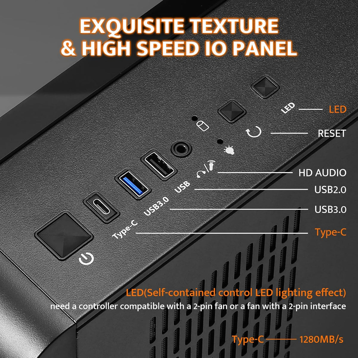 darkFlash ATX Mid-Tower PC Case with Screen, Three Side Glass, Curved Full View Dual Gaming PC Case, 4 PWM ARGB Fans Computer Case Pre-Installed, Type C, RTX 40 Compatible, Black(L280)