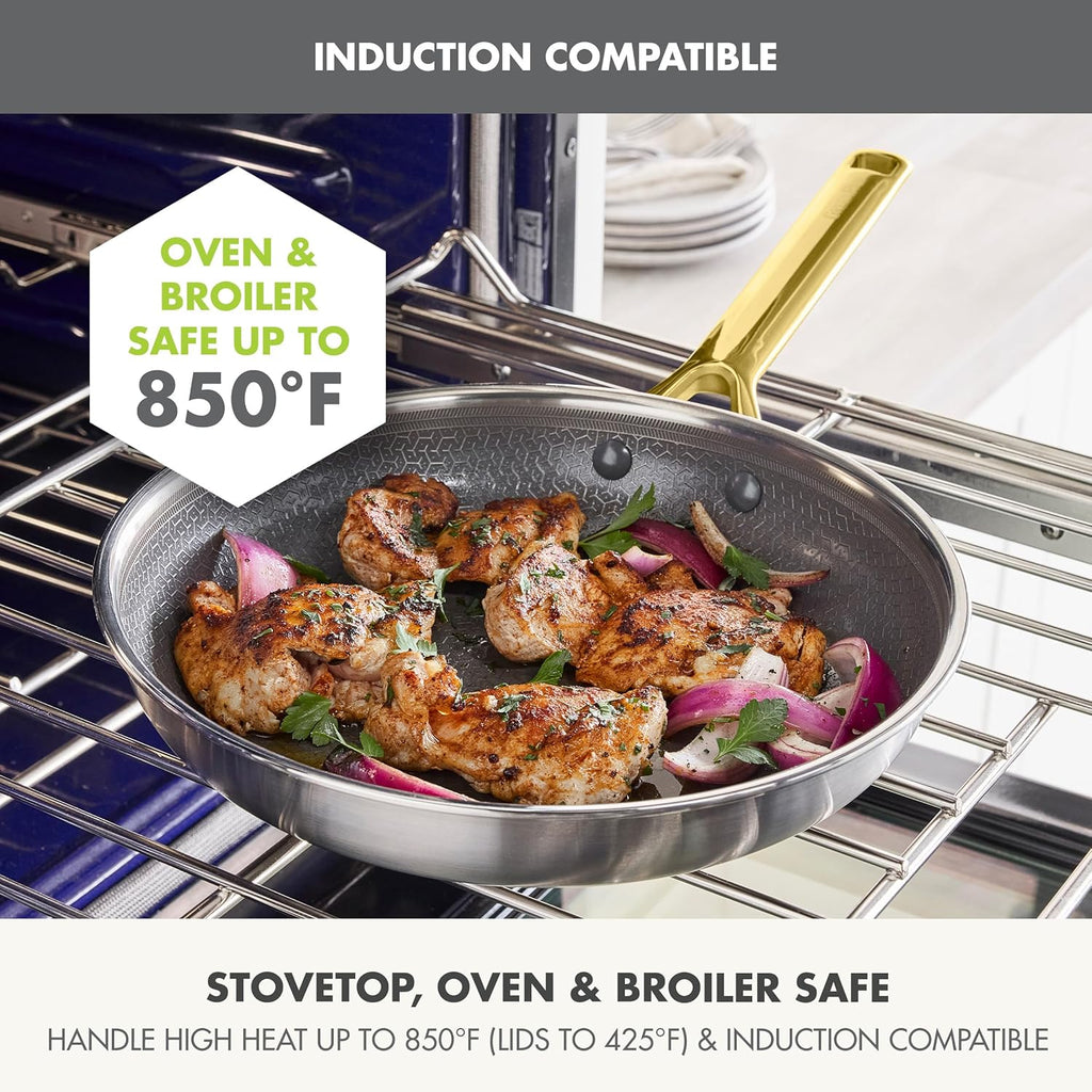 GreenPan Hybrid 13 Piece Nonstick Stainless Steel Cookware Set, APEX Tri-Ply Thermobond PFAS-Free Ceramic Pots & Pans, Induction & All Cooktop Compatible, Oven Temp to 850°F, Dishwasher Safe, Gold