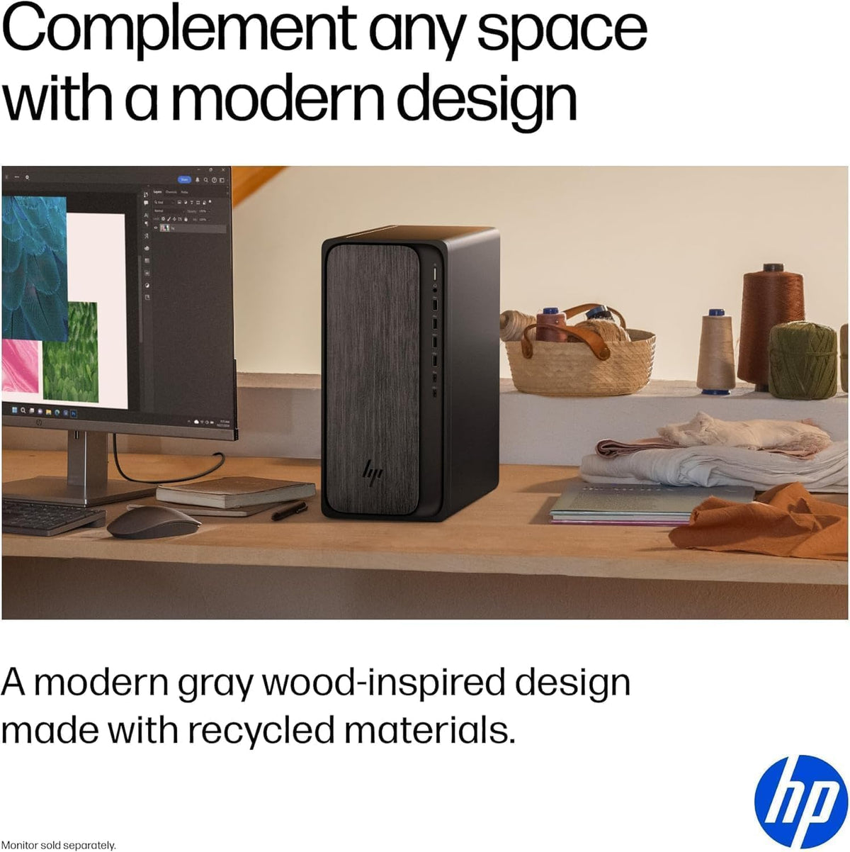 HP OmniDesk AI PC Desktop (AMD Ryzen 5 8500G, 16GB DDR5, 512GB SSD, WiFi 6, Bluetooth 5.2, Win 11 Home, Bundle with Single Monitor 24 inch and Dockztorm Hub