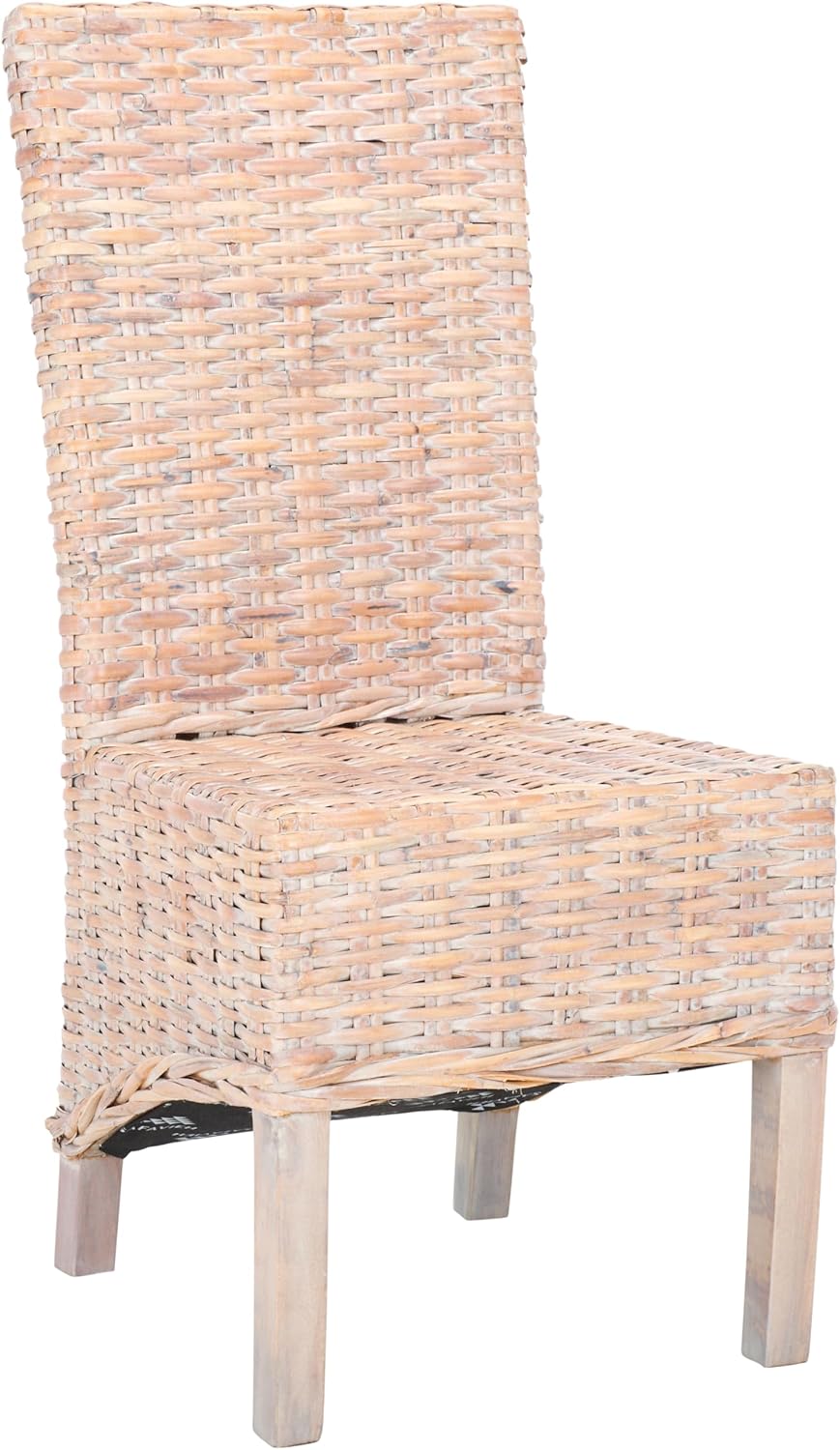 SAFAVIEH Furniture - Pembrooke Side Chair Set of 2-20' Seat Height - White-Washed - Mango Wood - Coastal Rattan Design - Ideal for Dining Room - Fully Assembled (FOX6520C-SET2)
