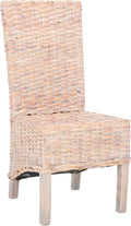 SAFAVIEH Furniture - Pembrooke Side Chair Set of 2-20' Seat Height - White-Washed - Mango Wood - Coastal Rattan Design - Ideal for Dining Room - Fully Assembled (FOX6520C-SET2)