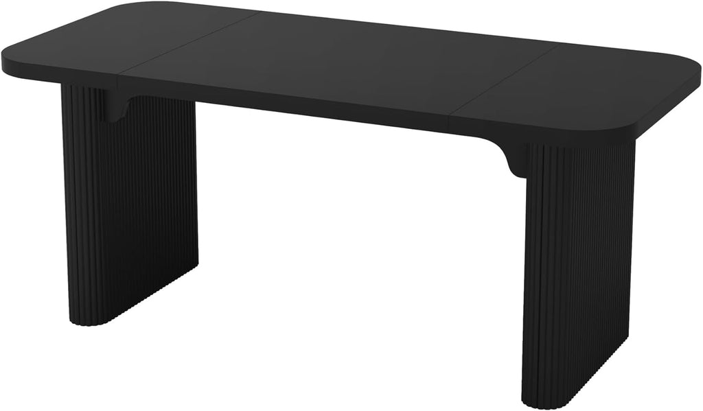 Tribesigns Dining Table for 4-6, Rectangular Wood Kitchen Tables with Double Pedestal, 62-Inch Dinner Tables for Dining Room, Living Room, Easy Assembly, Only Table (Black)