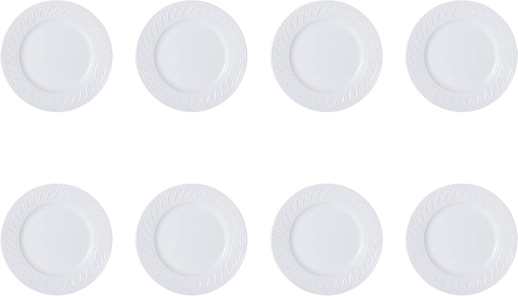 Pfaltzgraff Sylvia 32-Piece White Dinnerware Set, Service for 8, Durable Stoneware Plates, Bowls, and Mugs, Microwave and Dishwasher Safe