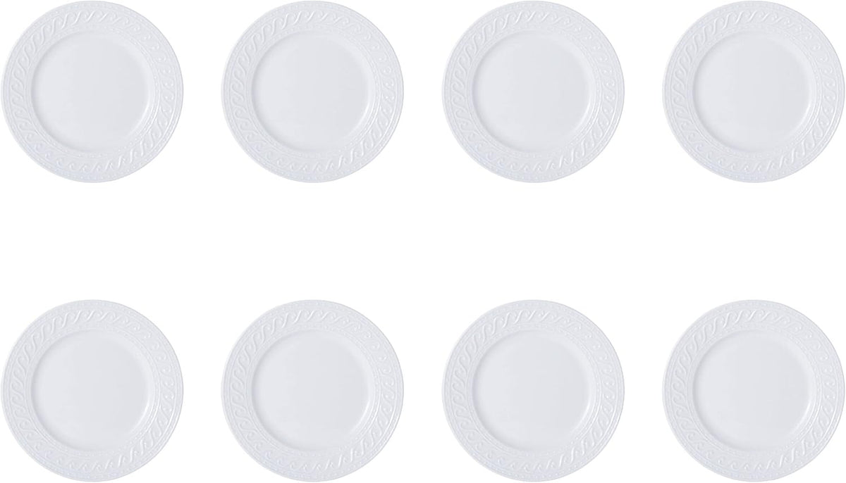 Pfaltzgraff Sylvia 32-Piece White Dinnerware Set, Service for 8, Durable Stoneware Plates, Bowls, and Mugs, Microwave and Dishwasher Safe