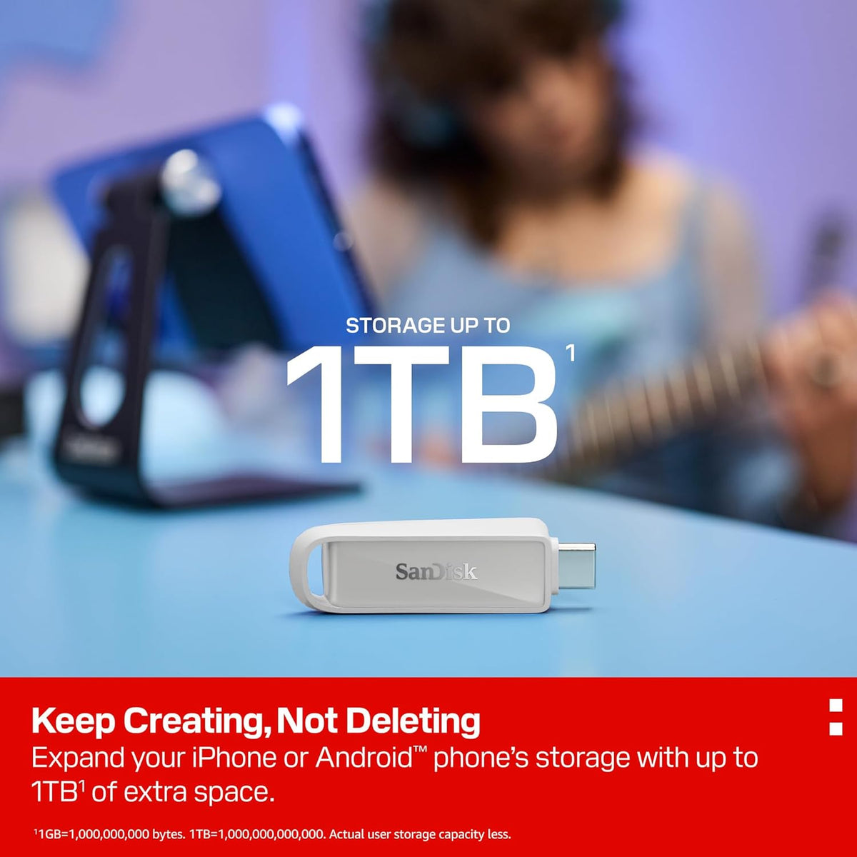SANDISK 512GB Phone Drive with USB Type-C - for Smartphones, Tablets, and Computers - Up to 150MB/s, USB 3.2 Gen 1 - Arctic White - SDIXS0N-512G-GN6NE