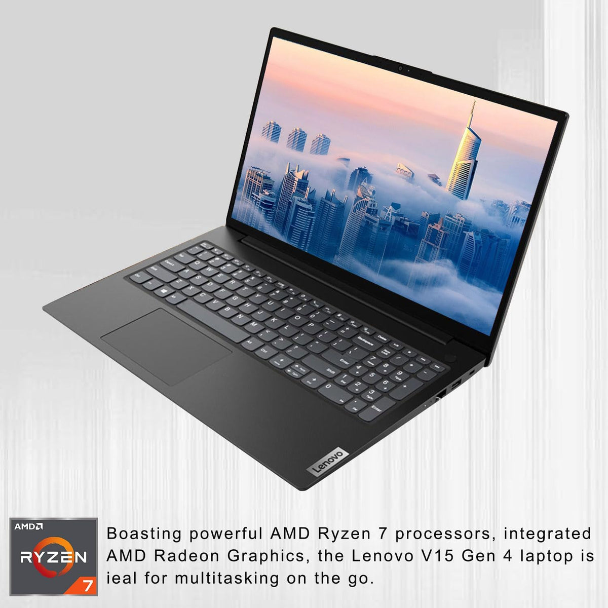 Lenovo V-Series V15 Business Laptop, 15.6" FHD Display, AMD Ryzen 7 7730U, 40GB RAM, 1TB SSD, Numeric Keypad, HDMI, RJ45, Webcam, Wi-Fi, Windows 11 Pro, Black