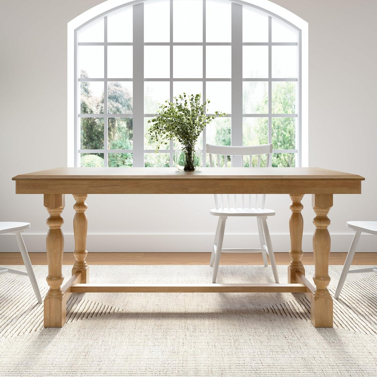 Bush Home 67-Inch Dining Table for 4-6 People, Squire Trestle Farmhouse Rectangular Wood Dining Room Table, Kitchen, Living Room, Sterling Dining Collection, Natural Honey Brown