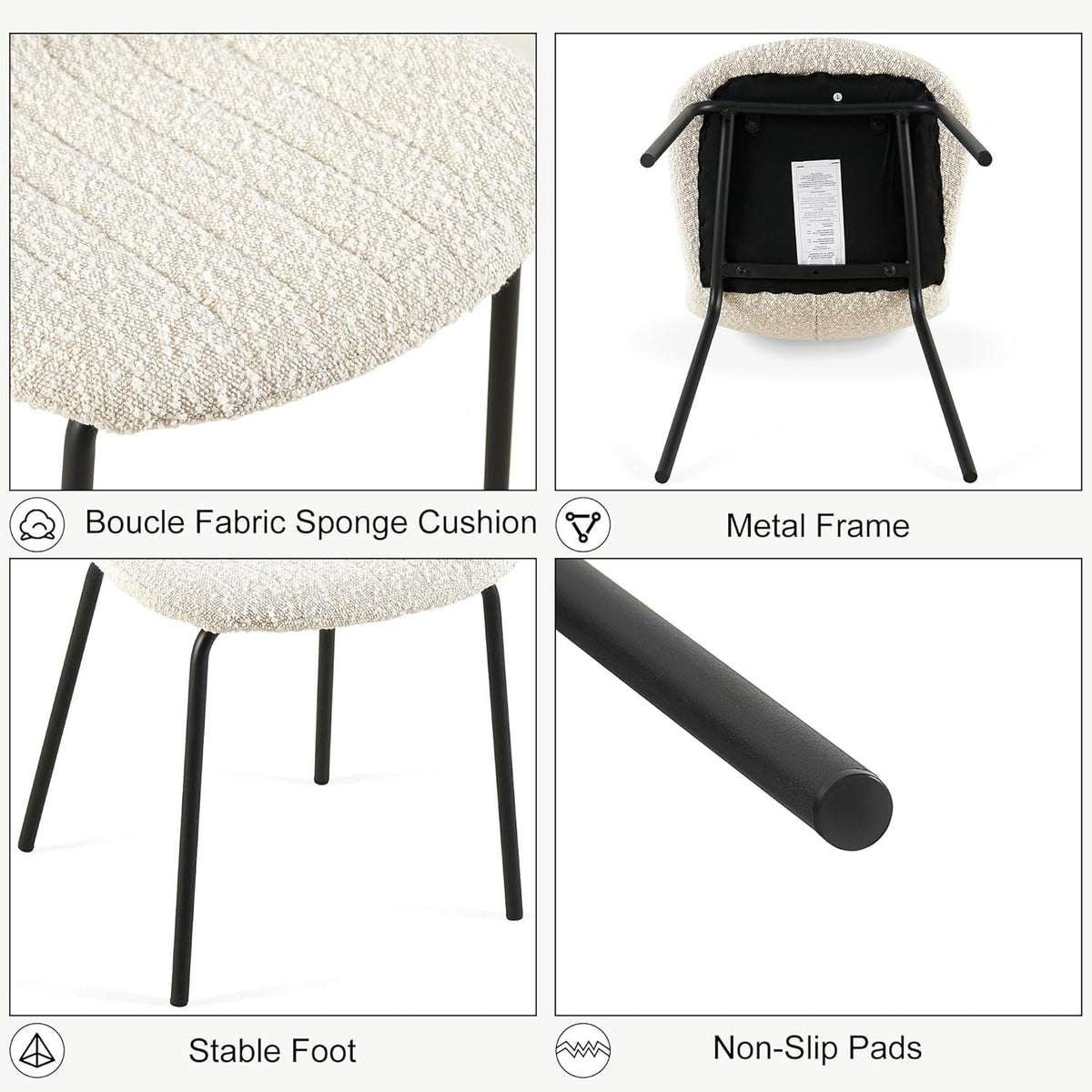 Dining Table Set for 4 with White Boucle Chairs, Mid-Century Modern Rectangle Coffee Table, Kitchen Table and Chairs Set of 4, Perfect for Small Apartment, Home, Dining Room, Breakfast Nook