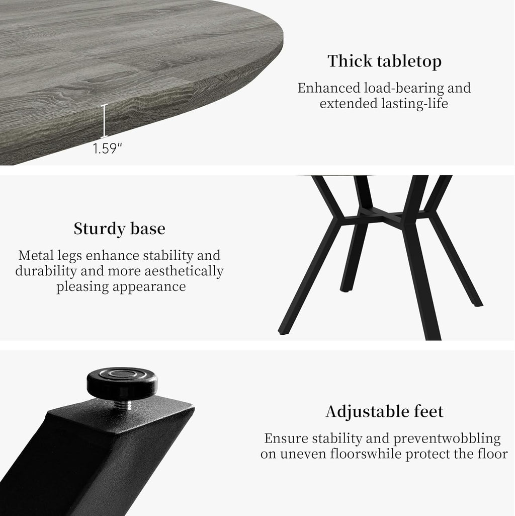 HIPIHOM Extendable Round Dining Table Set for 6 People, 43.3"-59.1" Extendable Kitchen Table with 6 Upholstered Chairs, Space Saving for Kitchen Dining Room (Grey Table+6 Brown Chairs)