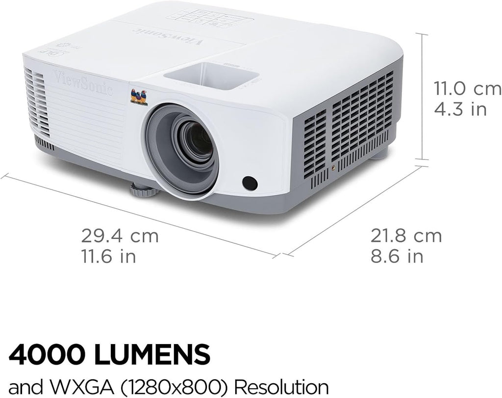 ViewSonic PA503W 4000 Lumens WXGA Projector, High Brightness for Widescreen Presentations and Home Entertainment, Vertical Keystone, 1.1x Optical Zoom, and HDMI Inputs