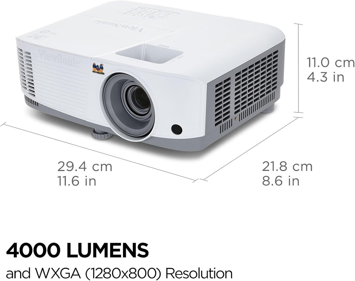 ViewSonic PA503W 4000 Lumens WXGA Projector, High Brightness for Widescreen Presentations and Home Entertainment, Vertical Keystone, 1.1x Optical Zoom, and HDMI Inputs