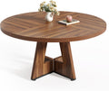 LITTLE TREE Round Dining Table for 4-6 People, 47 Inches Dining Room Table with Wooden Pedestal Base, Brown Dinner Tables, Circle Kitchen Tables for Dining Room, Kitchen, Living Room(Table Only)