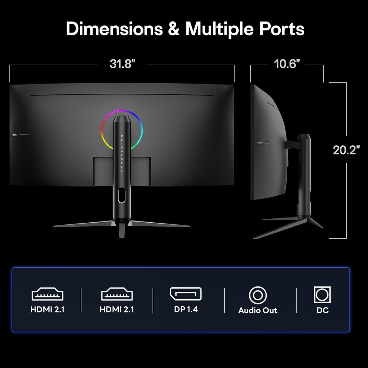 KOORUI 34 inch Ultrawide Curved Gaming Monitor 240Hz, PIP/PBP, 3440x1440P, 21:9 Display, 1500R Curvature. 1ms, Adaptive Sync, DP, HDMI, Vesa amoun,Support PS5,Computer Monitor G3441XC