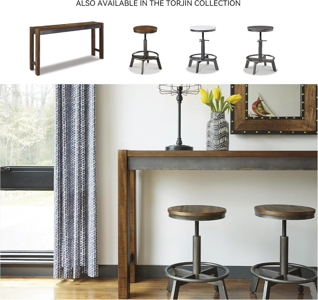 Signature Design by Ashley Furniture Torjin Long Counter Height Table, Seats up to 3, Wood, 72.13" W x 16" D x 36" H, 2-tone Brown