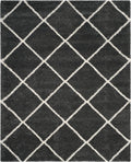 SAFAVIEH Hudson Shag Collection Area Rug - 8' Square, Dark Grey & Ivory, Trellis Design, 2-inch Thick, Ideal for The Living Room, Dining, Bedroom (SGH281G)