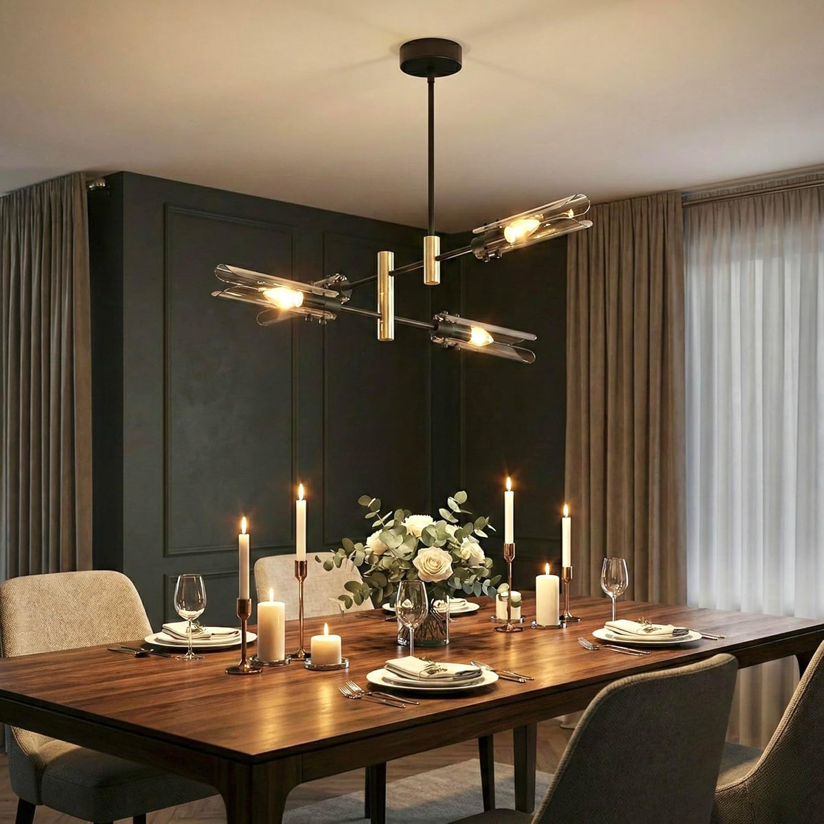 Modern Living room Dining room Sputnik Chandelier, Bedroom Hallway Light Fixtures, Pendant Lights Kitchen Island, Hanging Lights Ceiling Light Farmhouse Kitchen Decor Fixture Lamparas (Black & Gold-4)