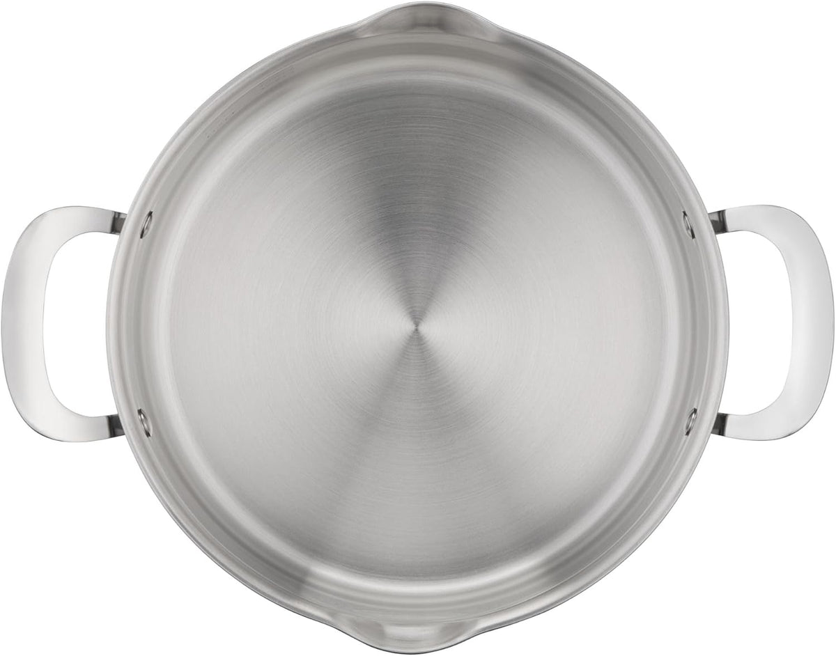 Jamie Oliver by T-fal Cook Smart 10-Piece Cookware Set, Uncoated Stainless Steel, Robust, Fast Heating, Even Cooking, Riveted Handle, Induction safe, Oven and dishwasher safe