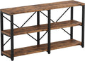 IRONCK Rustic Entryway Console Table, Long Hallway Table 55 in 3-Tier, TV Stand Entertainment Center Media Stand for Living Room, Industrial Style, Vintage Brown | Rustic