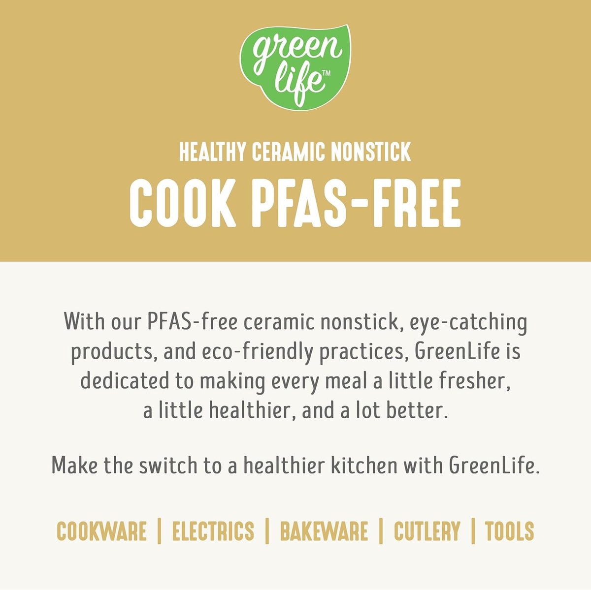 GreenLife 16 Piece Nonstick Cookware Set, Soft Grip Non-Toxic PFAS-Free Ceramic Pots & Pans, Dishwasher & Oven Safe, Frying, Sauce, Saute, Utensils, Glass Lids, Stay-Cool Handles, Wobble Free, Yellow